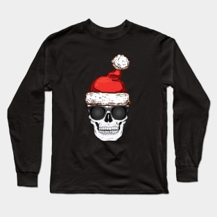 Creepy Christmas Skeleton Santa Hat Long Sleeve T-Shirt